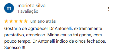 Avaliacao de 5 estrelas de Marieta Silva no Google